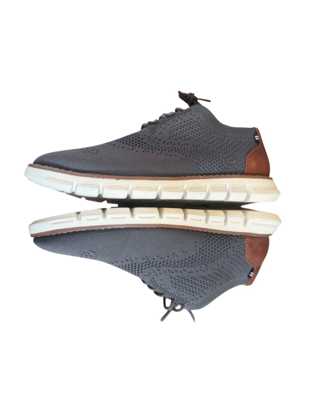 Men's Nautica Gray Knit Oxfords & Derbys Size 10 with Brown Accents - Picture 4 of 7